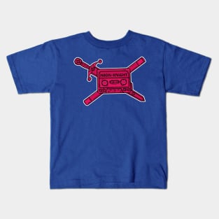 Neon Knight Pink Cassette and Sword Crest Kids T-Shirt